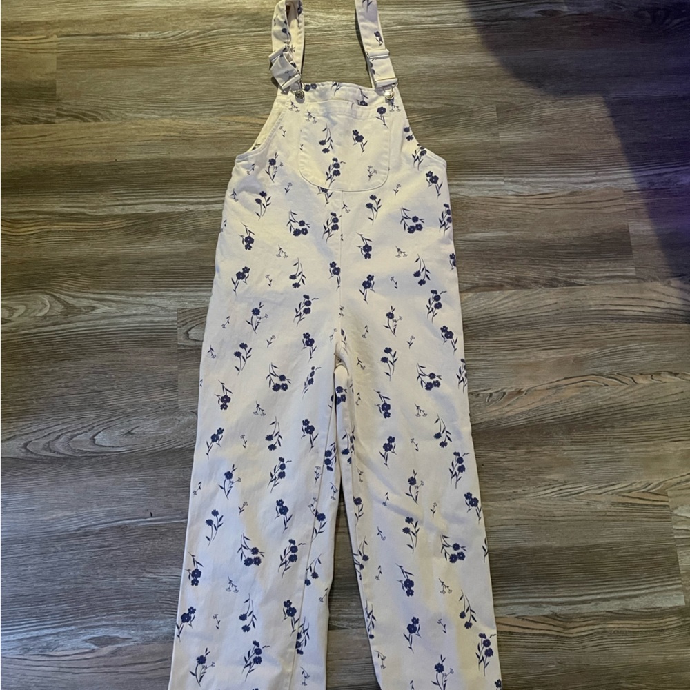 COPY - Zara Cream and blue flower overalls